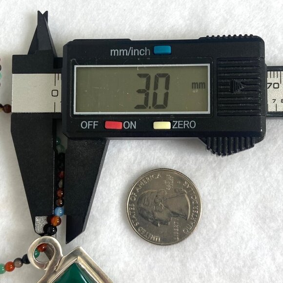 Sterling Silver 925 Multicolor Beaded Green Chrysoprase Pendant Necklace 18" - Picture 12 of 16